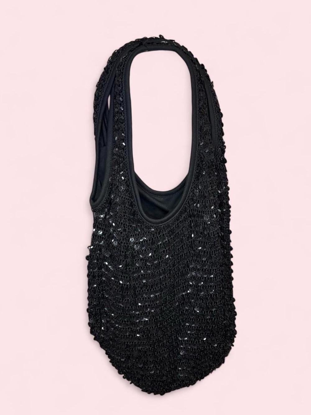 Black Sequin Crochet Tote Bag - Women Bags